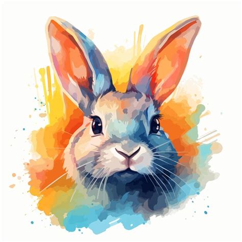 A watercolor painting of a rabbit with a colorful background | Premium ...