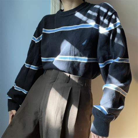 🌊Nautica Striped Blue & Navy Sweater🌊 Men’s XL on... - Depop