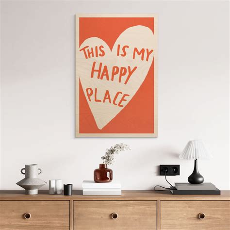 Wood Print This is my happy place with heart - Fritsch | wall-art.com