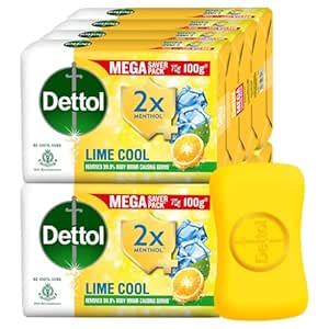 Buy Dettol Lime Cool Bathing Soap Bar with 2x Menthol 100gm Pack of 8 ...