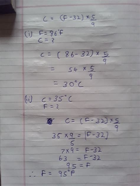 the linear equation that converts Fahrenheit (f) to Celsius (c) is ...