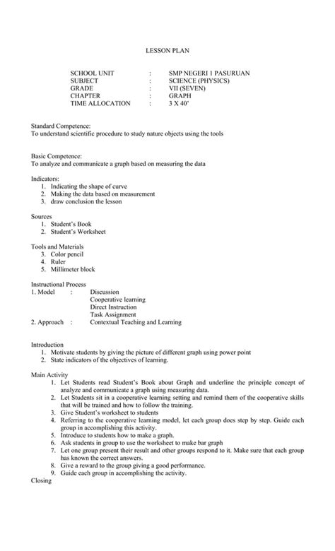 Image result for Lesson Plan Science Grade 7