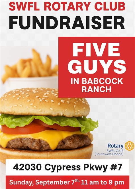 🍔 SWFL Rotary Club Fundraiser at Five Guys!, 42030 Cypress Pkwy, Punta ...