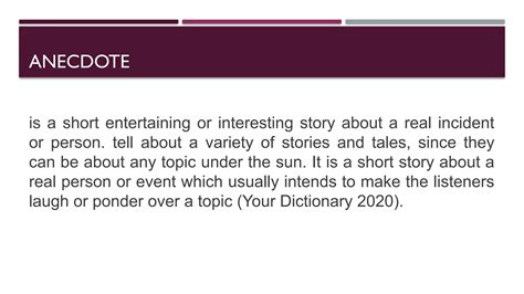 ANECDOTE MEANING AND PURPOSES, QUARTER 1 | PPTX