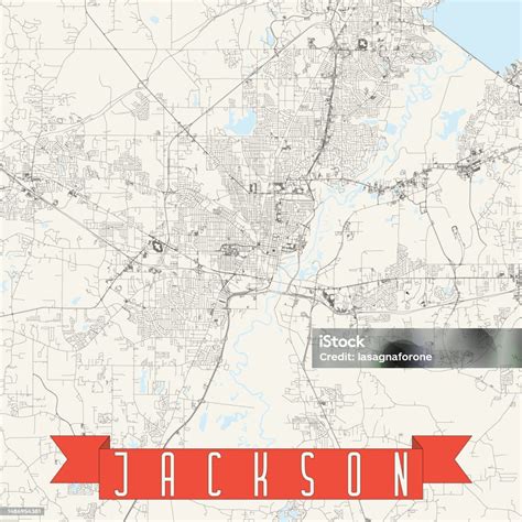 Jackson Mississippi Usa Vector Map Stock Illustration - Download Image ...