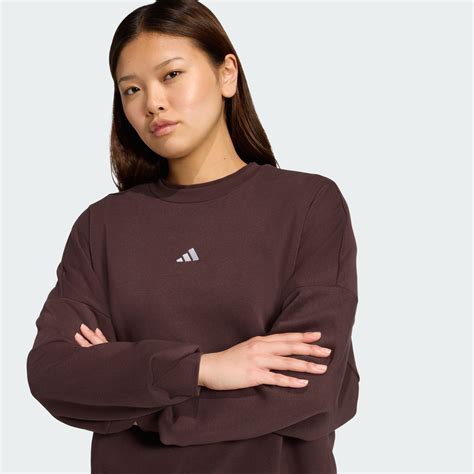adidas Essentials Small Logo Feelcozy Sweatshirt - Brown | Free ...