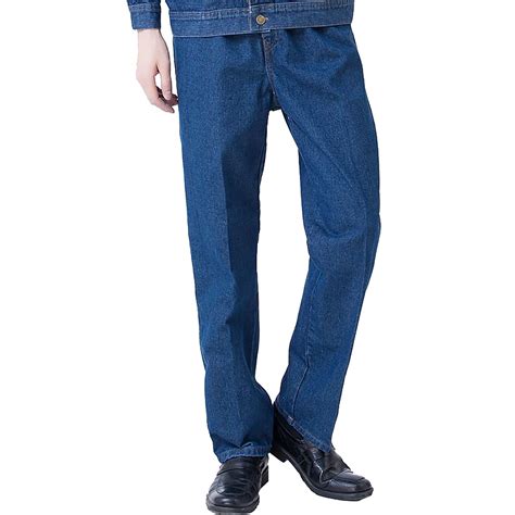 Pedort Men's -Fit Stretch Jean Elastic Waist Jeans Relaxed Fit Blue,L ...