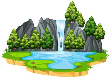 Isolated waterfall in nature 294564 Vector Art at Vecteezy