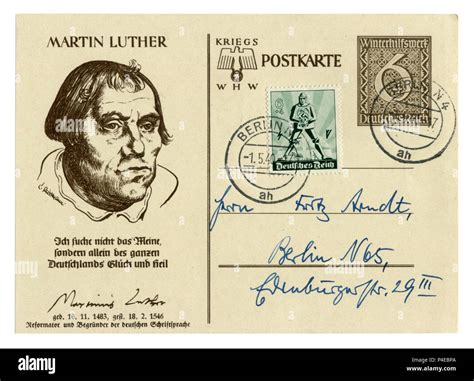 German historical postal card: Martin Luther, "Winter Relief" Series ...