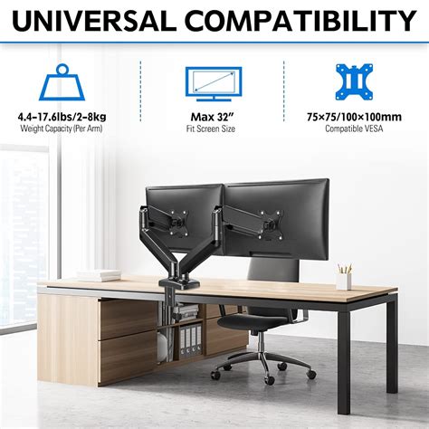 Buy MOUNTUP Dual Monitor Stand, Fully Adjustable Gas Spring Dual ...