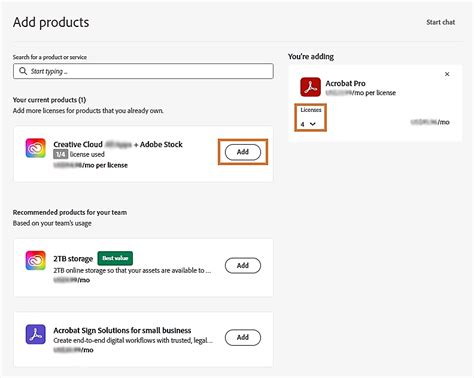 Add products and licenses