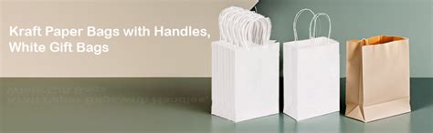 Aakriti White Kraft Paper Bags with Handles – Small 8x3.5x9.5 Inch ...