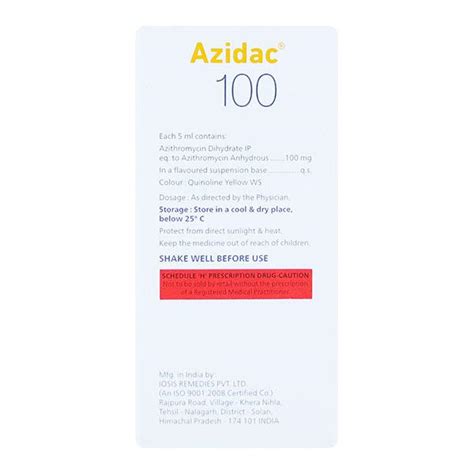 AZIDAC 100 Oral Suspension 15ml – Global Surgicals
