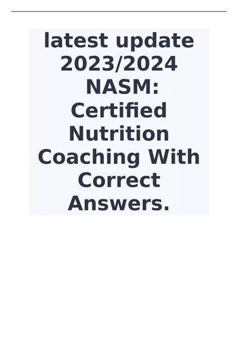 (latest update ) NASM Certified Nutrition Coaching With Correct Answers ...