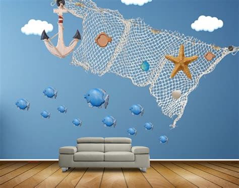 Avikalp MWZ2249 Sea Net Fishes Starfishes Clouds HD Wallpaper – Avikalp ...