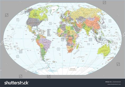 Political World Map Winkel-tripel Projection: vetor stock (livre de ...