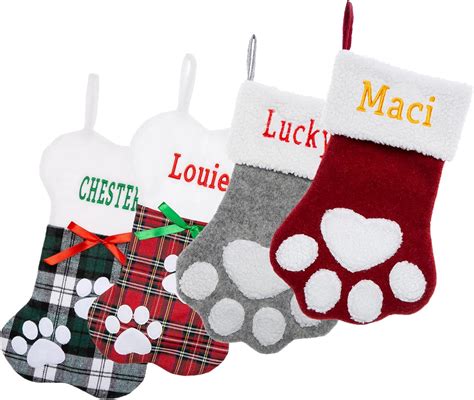 VRFASHION Personalized Pet Christmas Stockings for Cat Dog, Custom ...