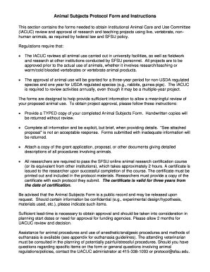 Fillable Online research sfsu Animal Subjects Protocol Form and ...