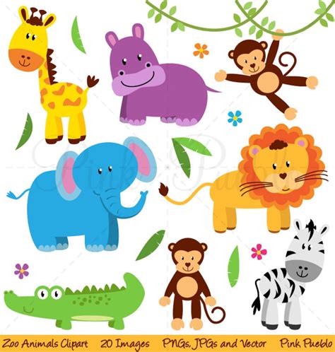 Zoo Animal Clip Art Zoo Animal Clipart Safari Jungle Animal - Etsy Israel