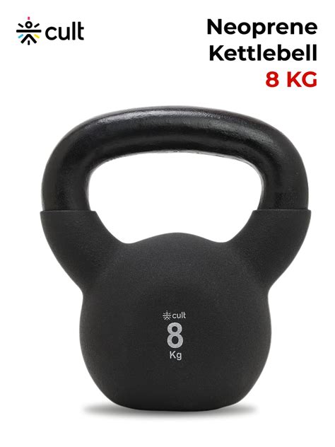 Cult 8kg Neoprene Anti-Slip Grip Kettlebell for Home Workout - Black ...