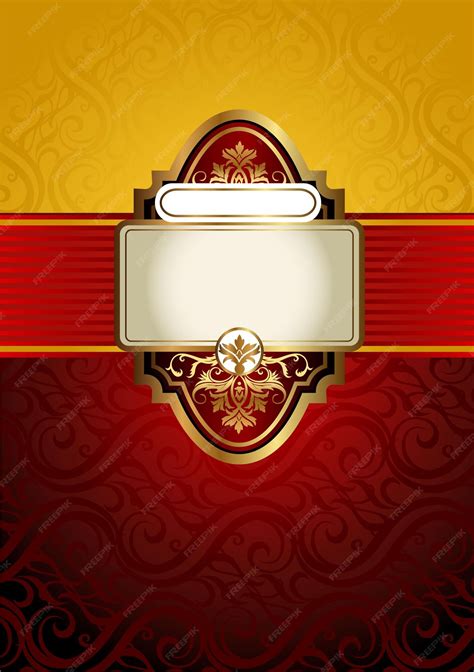 Premium Vector | Vintage gold frame on red background Vector illustration