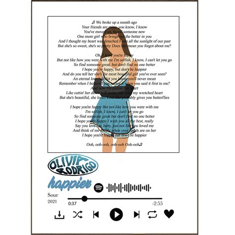 Olivia Rodrigo - Happier Lyrics | Modern Wall Art & Prints – 98 Types ...