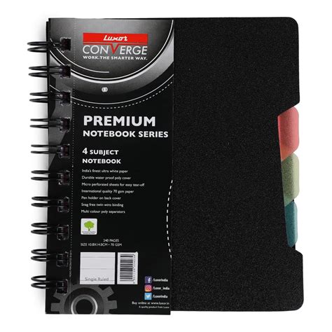 Luxor 4 Subject Notebook | 70 gsm Paper | Single Ruled | Pages - 240 ...