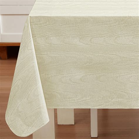 Beige Moire Wavy Solid 52 x 52 inch Square Vinyl Dining Tablecloth with ...
