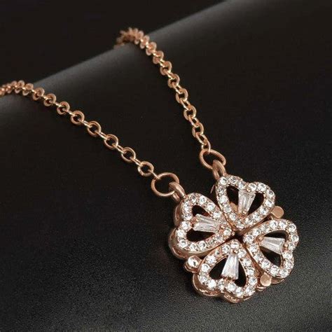 Rose Gold AD Magnetic Heart Trendy Necklace – PRIVIU