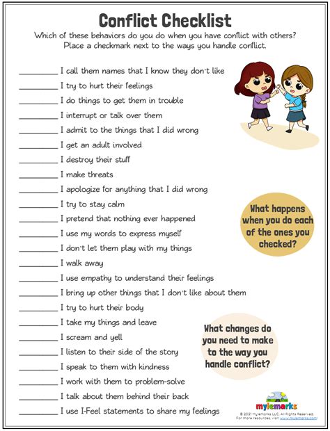 Free Printable Conflict Resolution Worksheets - Worksheets Template Free