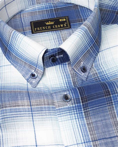 Bright White Casual Checks-Plaid Premium Cotton Button-Down Shirt For ...