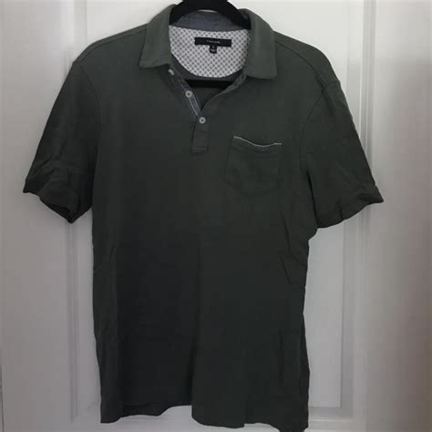 🌲 olive green collared shirt with breast pocket... - Depop