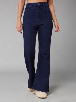 Buy DOLCE CRUDO Womens Navy Blue Bootcut High Rise Clean Look ...