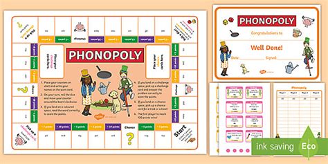 Phase 2 Phonics Phonopoly Board Game (teacher made) - Twinkl