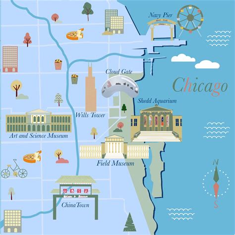 Map of Chicago with Major Attractions