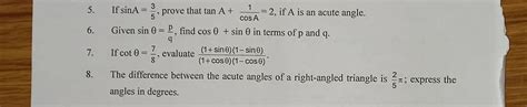 difference between the acute angle of a right angle triangle is (2)/(5 ...