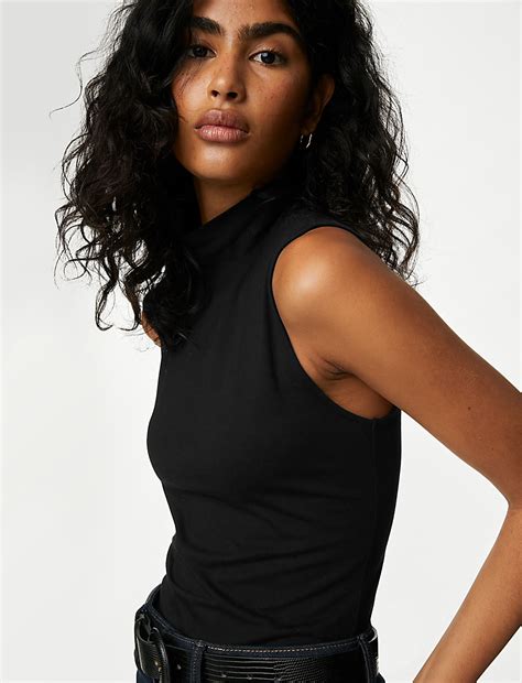 Buy Cotton Rich Funnel Neck Vest Top at Marks & Spencer