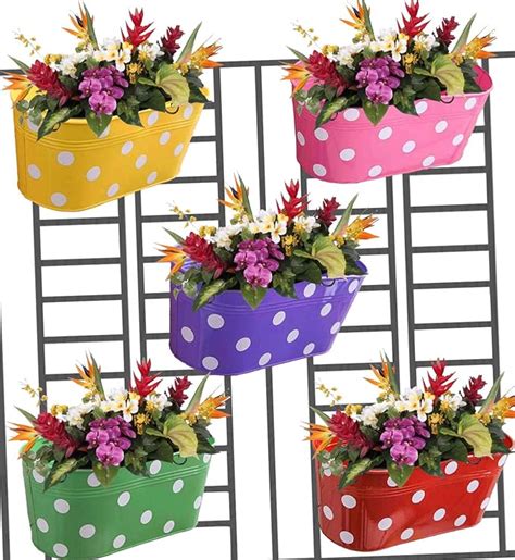 Bison International Metal Railing Planters - Multicolour, 12.5 x 31 x ...