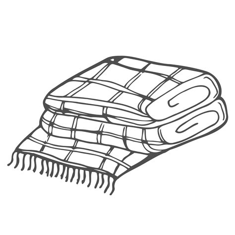 Folded plaid blanket. Cover. Design element with outline. The theme of ...