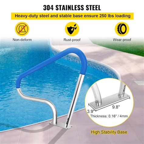 VEVOR Pool Railing 304 Stainless Steel 250LBS Load Capacity Silver ...