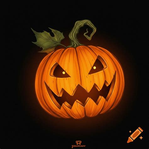 A spooky Jack-o'-lantern smoking a cigar with glowing eyes and mouth ...