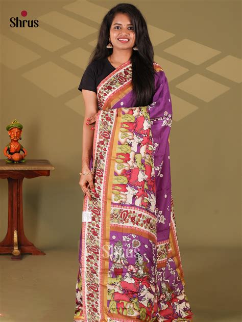Purple & Brown - Semi Mysore silk saree