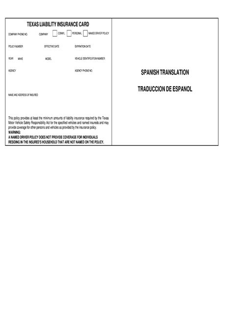Fillable Online TEXAS LIABILITY INSURANCE CARD Fax Email Print - pdfFiller