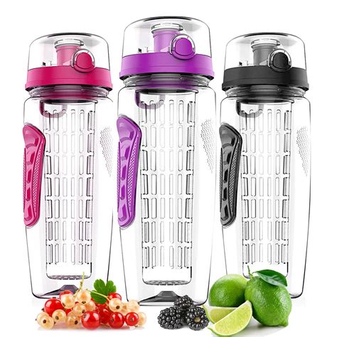 32 Oz Fruit Infusing Infuser Water Bottle Health BPA Free Plastic Flip ...