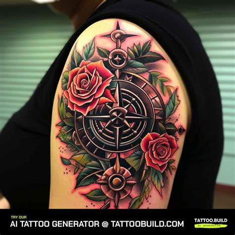 Neo Traditional Compass Tattoo - Tattoo Build