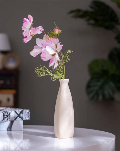 Buy PulGos White Ceramic Flower Vase – Stylish Bottle Shape Design ...