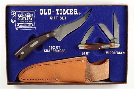 Vintage Schrade Old Timer 152 USA Sharpfinger Fixed Blade & 34OT ...