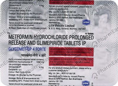 Glycomet Gp 4 Forte Strip Of 10 Tablets: Uses, Side Effects, Price ...