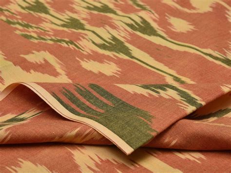 Rust Ikat Cotton Handloom 2.5mts Fabric With Indonesian Design F0087 ...