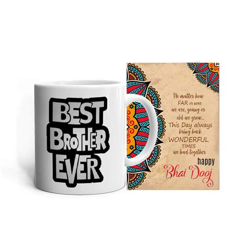 Buy Khakee Best Brother Ever Theme Coffee Mug(325 ml) & Greeting Card ...